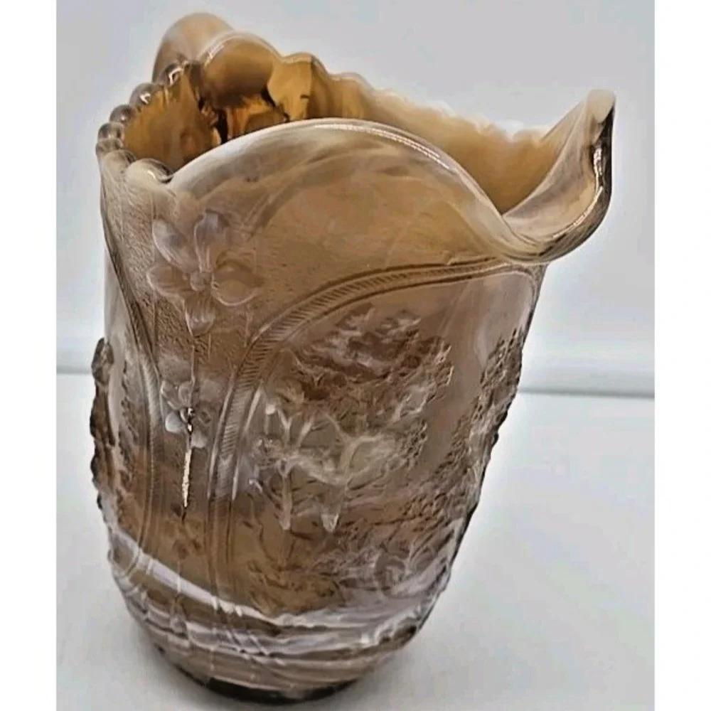 Vintage Imperial‎ Ruby Glass Caramel Slag Embossed Windmill Pitcher
